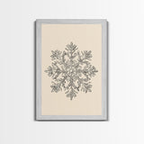Sketch of a Snowflake Canvas Print - Framed Canvas - Minimalist Christmas Art - Boho Christmas Art - Rustic Christmas Art