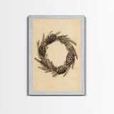 Christmas Wreath Canvas Print - Framed Canvas - Minimalist Christmas Art - Boho Christmas Art - Rustic Christmas Art