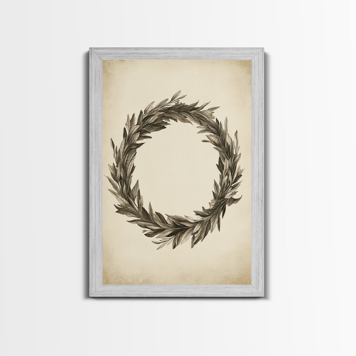 Vintage Wreath Canvas Print - Framed Canvas - Minimalist Christmas Art - Boho Christmas Art - Rustic Christmas Art
