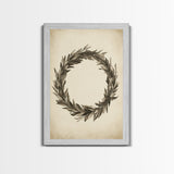 Vintage Wreath Canvas Print - Framed Canvas - Minimalist Christmas Art - Boho Christmas Art - Rustic Christmas Art