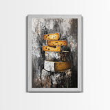 Stack Of Cheese Painting Print - Victorian Still Life Oil Painting of Cheese Rustic Farmhouse Kitchen Art - Kitchen Decor - Gift Idea For Chef