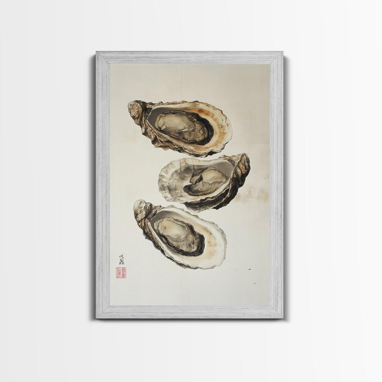 Wabi Sabi Oyster Pearl Watercolor Painting Print, Coastal Art, Gift For Her Or Him, Japanese style Artwork, Oyster Shell Painting, Oyster Art