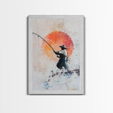 Fisherman Gift Idea, Fisherman Painting Print, Retro Wabi Sabi Fisherman Painting, Gift For Fisher, Fishing Gift, Gift For Dad