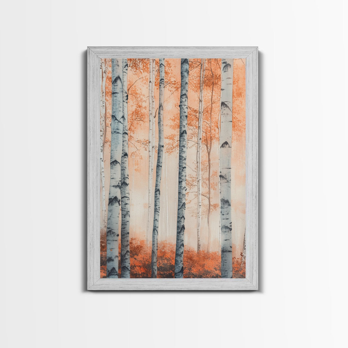 Original Birch Tree Forest Painting Print, Birch Tree Canvas Textured Wall Art Statement Living Room Wall Art Decor Designer Art Custom Art