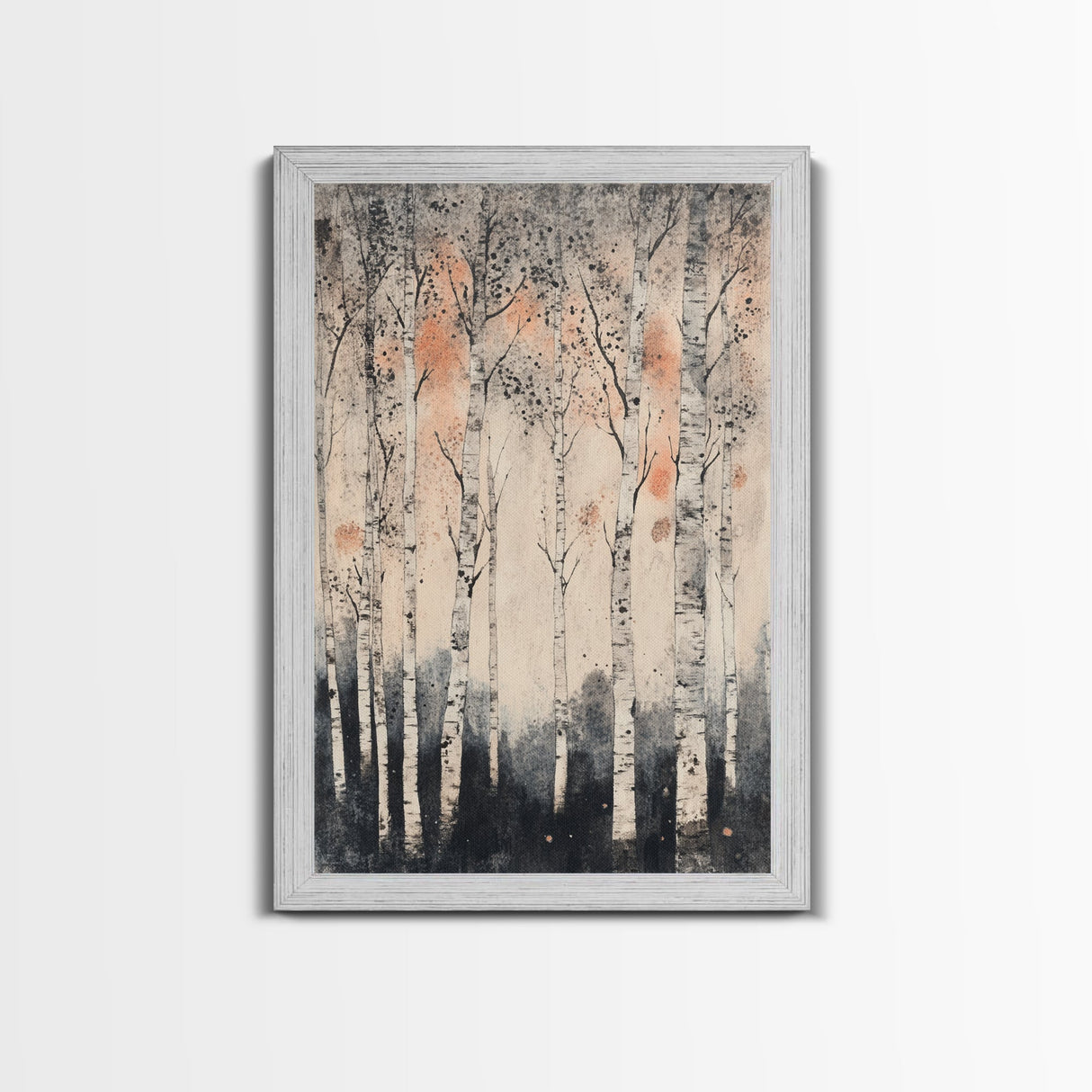 Framed Canvas Print Wall Art Print White Birch Tree Forest Landscape Art Print Minimalist Nature Wall Art Living Room Decor Birch Painting