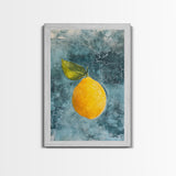Vintage Lemon Still Life Painting Canvas Print, Framed Art Print Gallery Wall, Lemon Painting, Kitchen Art, Kitchen Food Wall Art