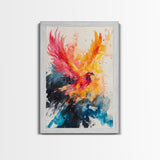 Watercolor Painting Print of a Phoenix In Flames, Retribution, Framed Canvas Print, The Phoenix, Framed Wall Art, Original Painting Phoenix
