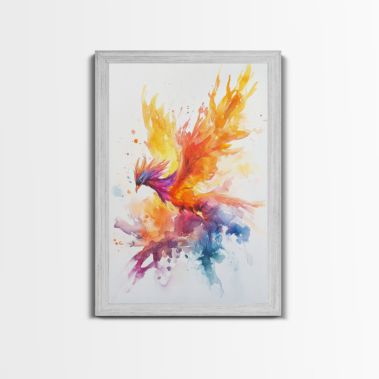 Fire Phoenix Watercolor Art Print Canvas Art, Fantasy Art Phoenix Firebird Fantasy Painting, Dark Academia Wall Art, Phoenix Decor