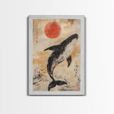 Wabi Sabi Whale Painting Print, Canvas Print, Ready To Hang Wall Art Whale Painting, Nautical Decor, Japanese Style Decor / Wall Art