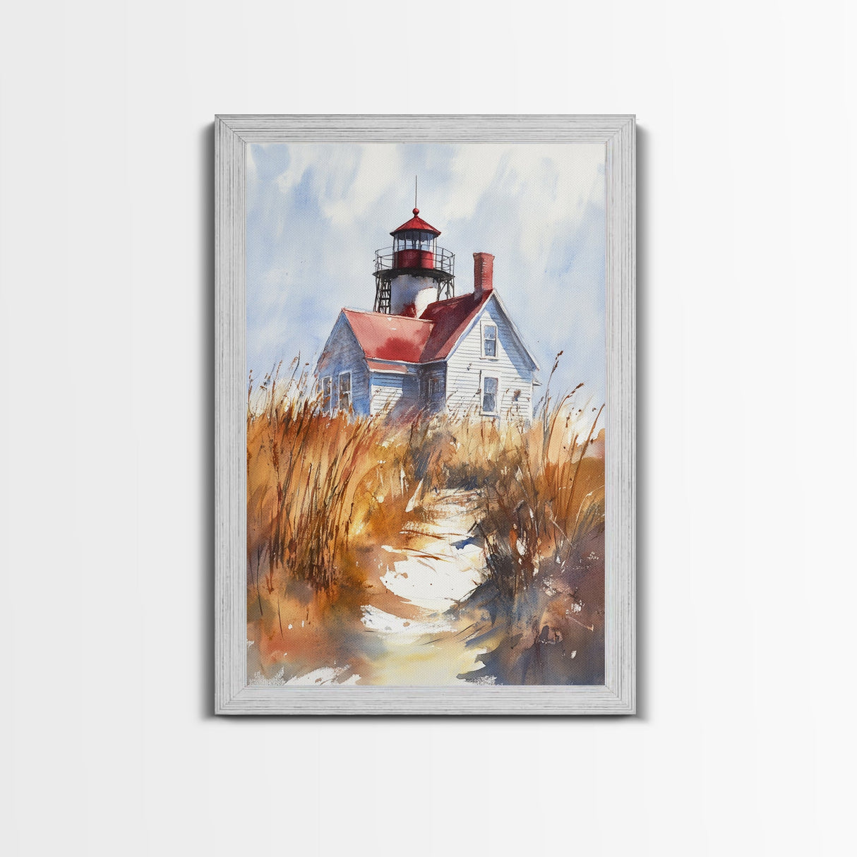 Maine Wall Art, Canvas Print, Ready To Hang Wall Art With Wood Frame, Maine Watercolor Painting, Nautical Home Decor