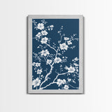 Forest Life Botanical Print - Framed Canvas Print - Chinoiserie Wall Art, Chinoiserie Painting, Blue Wall Art Ready To Hang