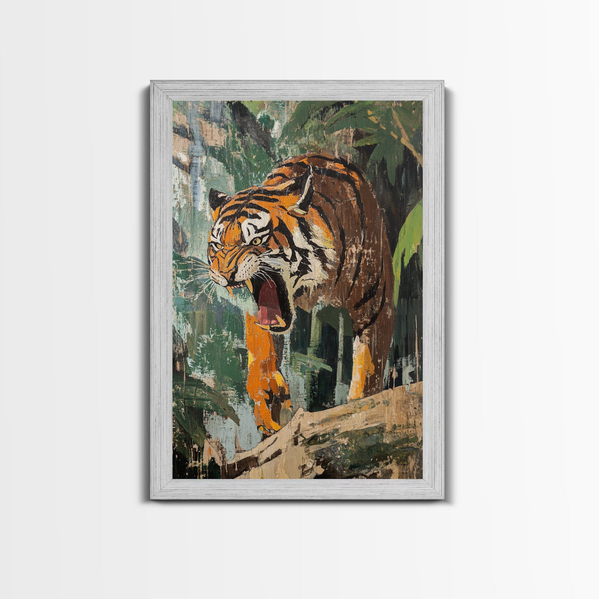 Retro Tiger Painting Canvas Print, Animal Print, Wall Art Home Decor, Tiger Wall Art