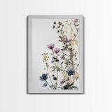 Retro Floral Decor Framed Canvas Print Modern Farmhouse Minimalist Wildflowers Painting Botanical Wall Art