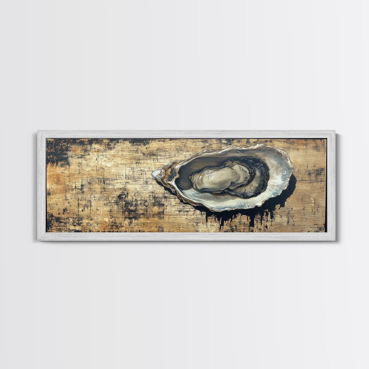 Extra Wide Panoramic Print of an Oyster, Wabi Sabi Minimalist Wall Art, Kitchen Home Decor, Kitchen Art, Wall Art for Dining Room