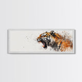 Panoramic Tiger Roar, Statement Piece Wall Art, Framed Canvas Print, Tiger Art, Tiger Painting, Tiger Print, Gift Idea for Him, Man cave art