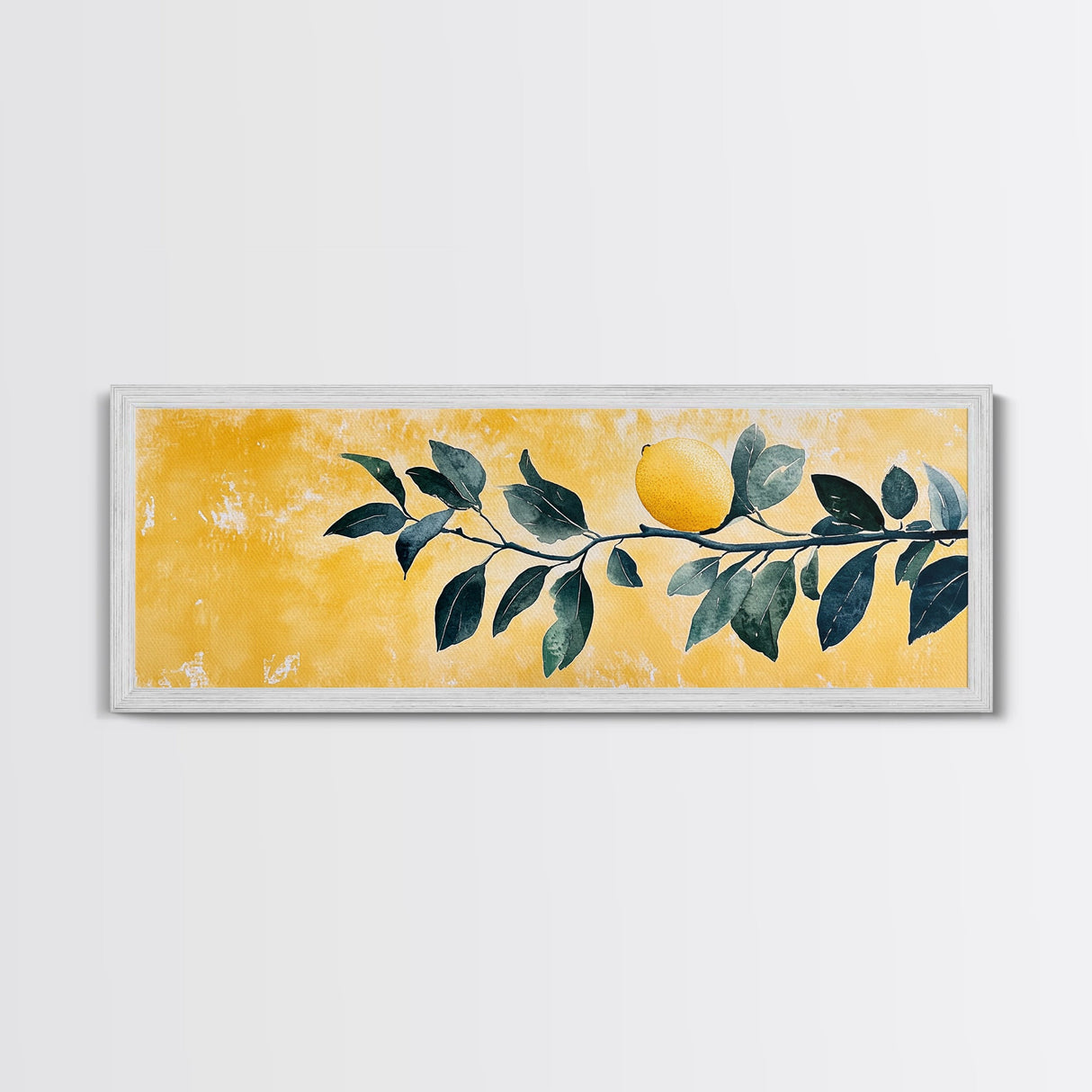 The Lemon Tree Framed Canvas Print, Horizontal Panoramic Wall Art, Kitchen Decor, Gift For Her, Lemon Tree Painting Wall Art