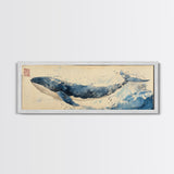 Japanese Style Wabi Sabi Painting Canvas Print of a Whale | Nautical Decor | Animal Print | Ocean Art | Whale Wall Art | Whale Decor