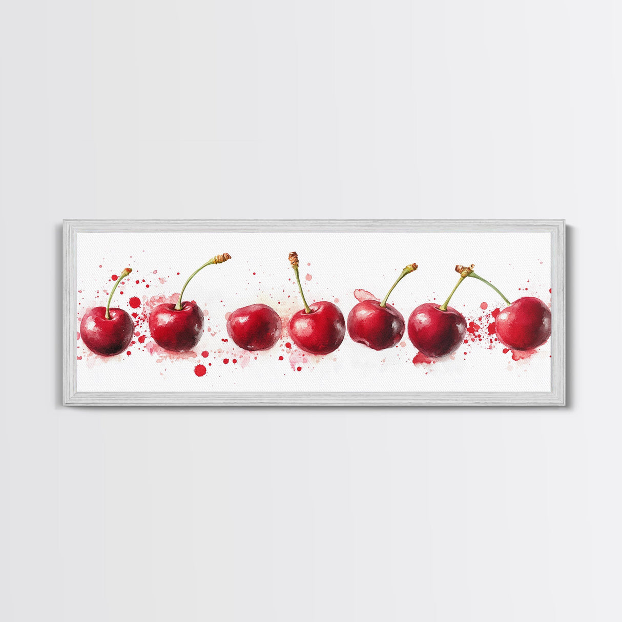 Original Cherry Painting Print - Panoramic Canvas Fruit Illustration - Home Decor For Kitchen - Framed Wall Art - Dining Room Decor
