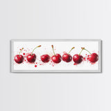 Original Cherry Painting Print - Panoramic Canvas Fruit Illustration - Home Decor For Kitchen - Framed Wall Art - Dining Room Decor