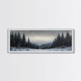 Bleak Winter Landscape Painting Print, Wood Framed Wall Art, Landscape Painting Original, Panoramic Wall Art, Horizontal Large Art