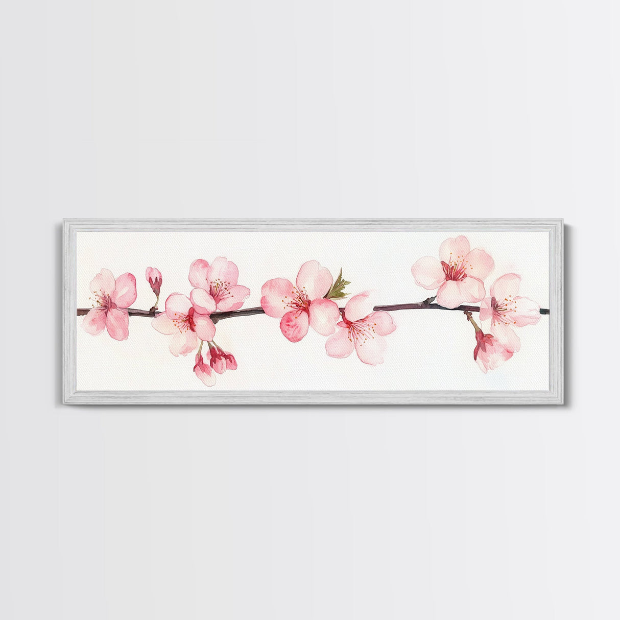 Panoramic Cherry Blossoms Painting Print - Oil Painting Canvas Print of Cherry Blossoms - Elegant Japanese Cherry Blossoms Painting