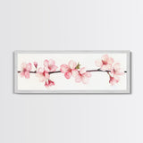 Panoramic Cherry Blossoms Painting Print - Oil Painting Canvas Print of Cherry Blossoms - Elegant Japanese Cherry Blossoms Painting