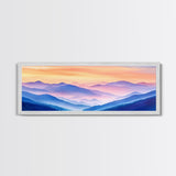 Smoky Mountain Landscape Canvas Print, Blue Ridge Mountains Painting, Panoramic Wall Art, Mountain Cabin Wall Art Home Decor