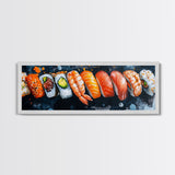 Wabi Sabi Sushing Painting Print, Panoramic Wall Art, Kitchen Decor, Restaurant Wall Art, Restaurant Decor, Sushi Art, Food Painting