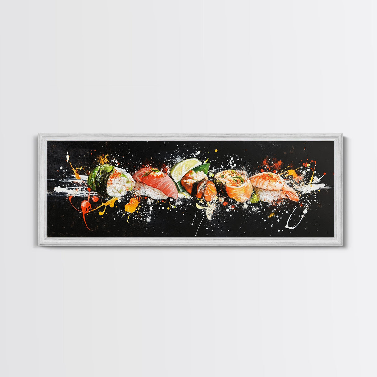 Sushi Wall Art - Framed Canvas Print - Kitchen Wall Art - Kitchen Decor - Original Painting - Restaurant Wall Art - Wabi Sabi Minimalist Art
