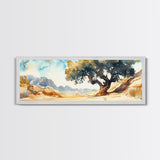 Huge Living Room Wall Art Painting of Joshua Tree, Framed Canvas Print, Oversized Horizontal Panoramic Art, Desert Painting