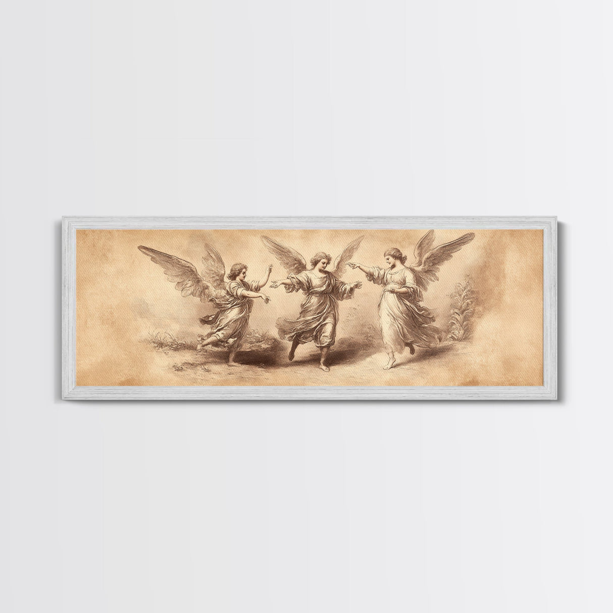 Guardian Angel Painting Print, Angelic Wall Art, Angel Painting, Guardian Angels Print, Original Panoramic Angel Painting, Angel Sketch