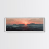 Smoky Mountains Art, Framed Canvas Print, Smoky Mountain Art Panoramic Painting Print, Great Smoky Art, Great Smoky Mountains