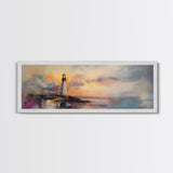 Lighthouse Painting Canvas Print, Lighthouse Art, Lighthouse Print, Lighthouse Gifts, Lighthouse Prints, Panoramic Art, Nautical Decor