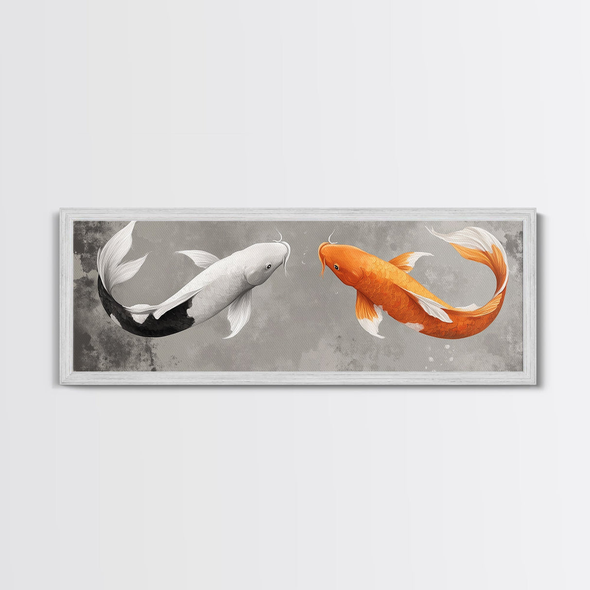 Koi Fish Painting Print, Panoramic Wabi Sabi Wall Art, Horizontal Art, 24x72 Art, Oversized Wide Wall Art, Koi Fish Wall Art