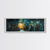 Horizontal Nativity Scene Painting Print, Framed Canvas Print, Nativity Art, Christmas Decor, Traditional Christmas Wall Art