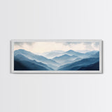 Panoramic Blue Ridge Mountains, Fog Over The Mountains Canvas Print, Wood Framed Wall Art, Mood Setting Home Decor, Moody Art, Landscape