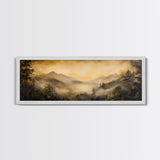 Fog Over The Blue Ridge Mountains Watercolor North Carolina Landscape Wall Art, Appalachian Highlands Canvas Print Nature Fine Artwork