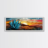 Mexicano Art - Blue Agave At Sunset - Framed Canvas Print - Agave Painting - Blue Agave - Chicano Wall Art - Mexican Art Agave Art