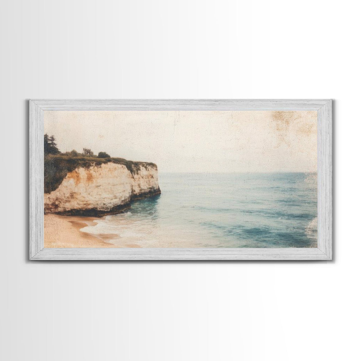 White Cliffs of Dover Framed Canvas Print, Oil Painting of England, England Original Painting, England Wall Art, England Themed Decor
