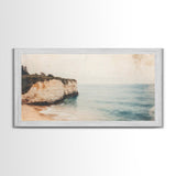 White Cliffs of Dover Framed Canvas Print, Oil Painting of England, England Original Painting, England Wall Art, England Themed Decor