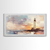 Abstract Oil Painting Print of a Light House, Framed Canvas Print, Nautical Themed Home Decor, Seascapes Painting