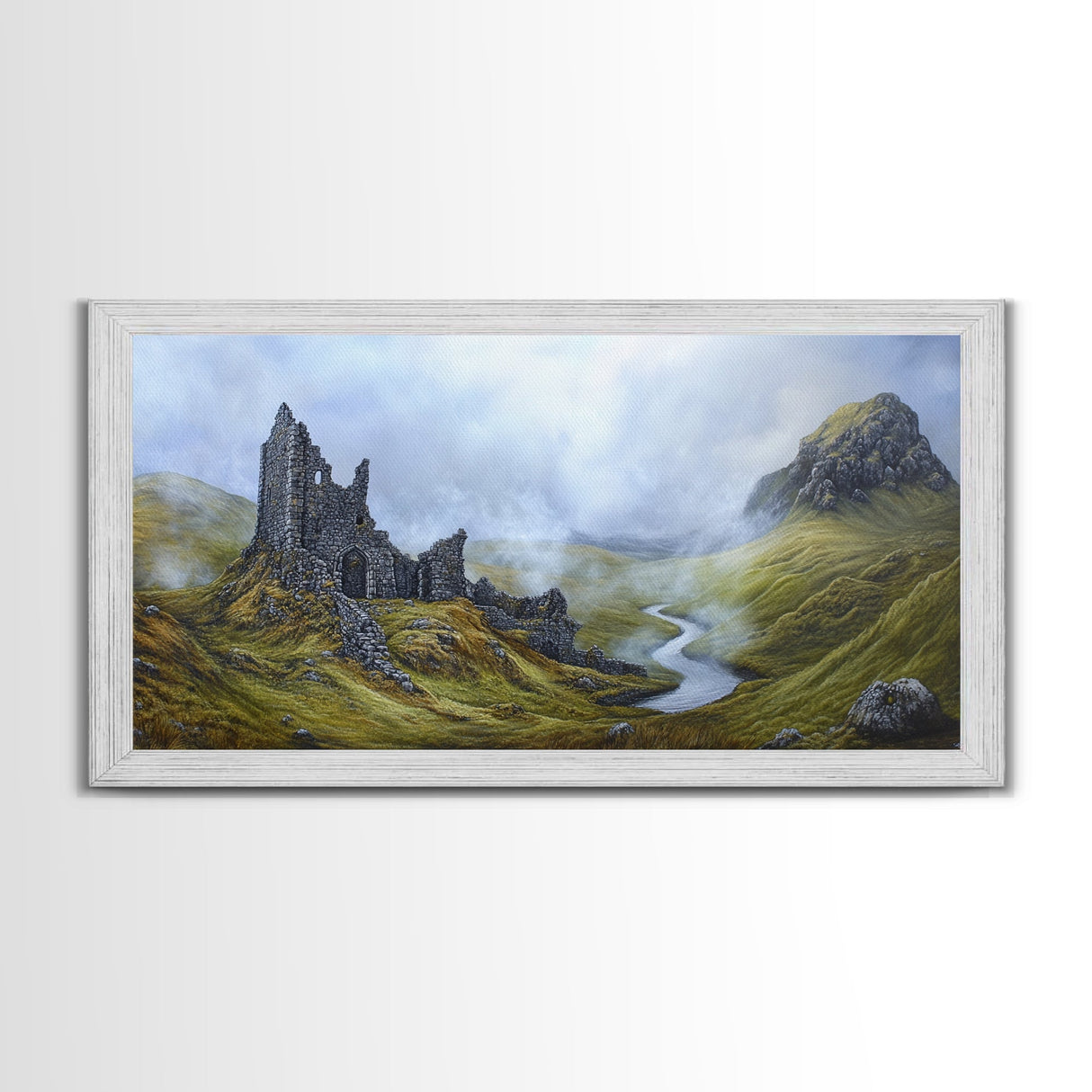 Irish Castle Ruins Painting Canvas Print, Ireland Landscape Painting Print, Ireland Wall Art, Man Cave or Office Home Decor, Above Sofa Art