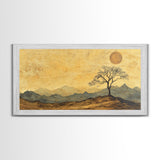 Wabi Sabi Landscape Painting Print - Framed Canvas - Vintage Landscape Painting