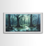 Victorian Swamp Painting Canvas print, Dark and Moody Victorian Gothic Wall Art, Mood Setting Living Room Wall Art, Dark Academia Art