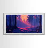Retro Landscape Painting Wall Art Framed Canvas Print, Landscape Watercolor Art, Living Room Art, Above Sofa Wall Art, Bedroom Decor