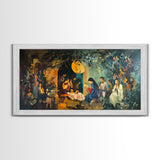 Christian Nativity Jesus In The Manger Ready To Hang Canvas Wall Art - Farmhouse Christmas Decor - Christian Wall Art - Christian Painting