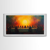 Scenic Depiction Of The Last Supper Framed Canvas Print - Jesus Art, Bible Wall Art, Christian Faith Home Decor, Last Supper Oil Painting