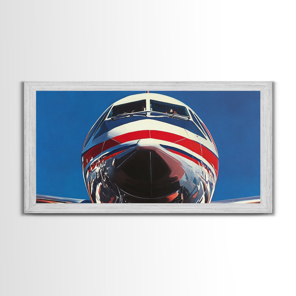 Oil Painting Print of a Jet, Framed Canvas Print, Airplane Wall Art, Airliner Painting