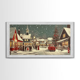 Funky Christmas Village Wall Art Oil Painting Print, Christmas home Decor, Christmas Art, Ready To Hang Painting, Christmas Painting