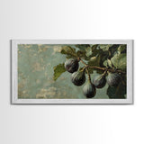 Figs On The Branch - Framed Canvas Print - Fig Painting - Fig Original Oil Painting Small Fruit Still Life Colorful Wall Art Hand Made Ready To hang